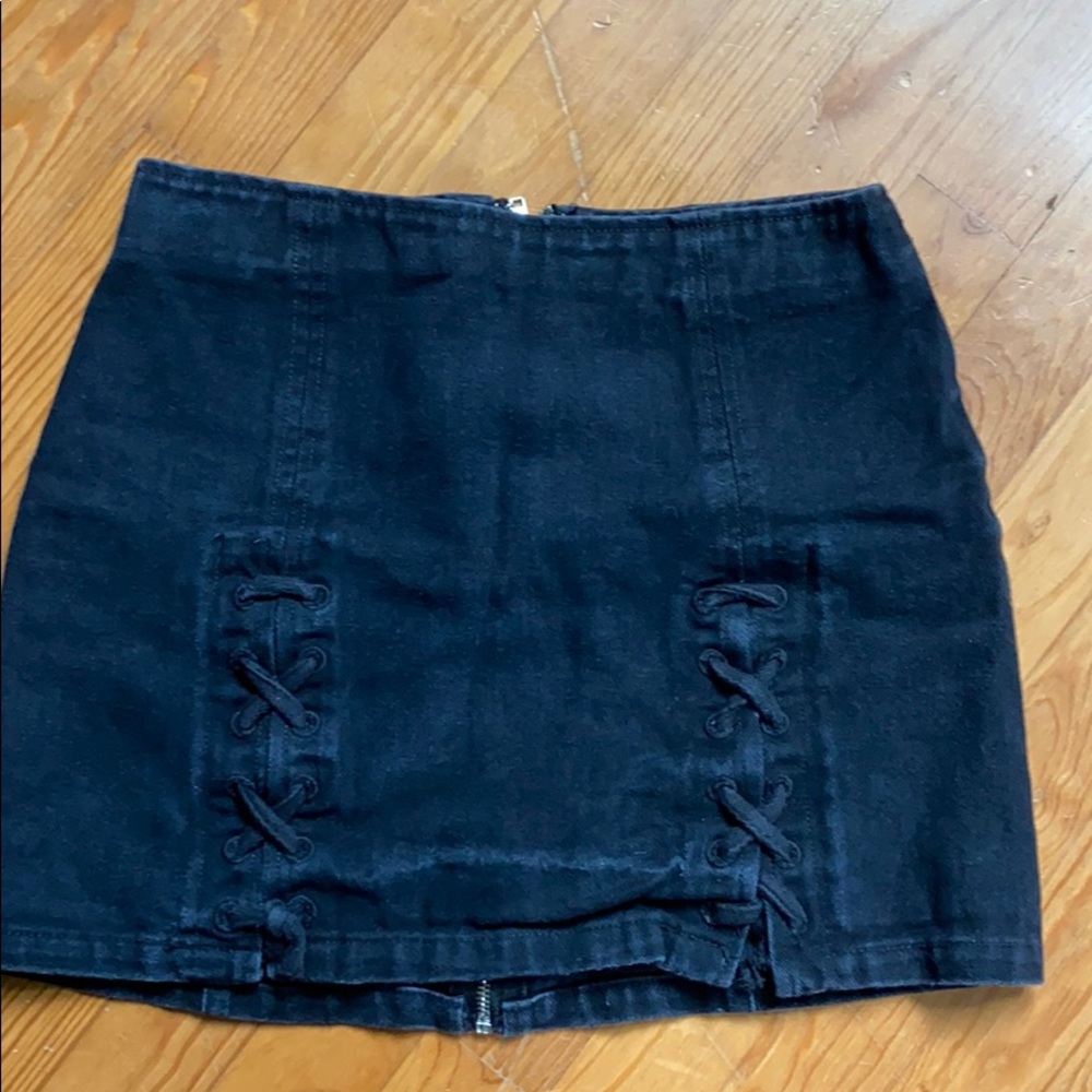 Honey Punch Black Jean Skirt